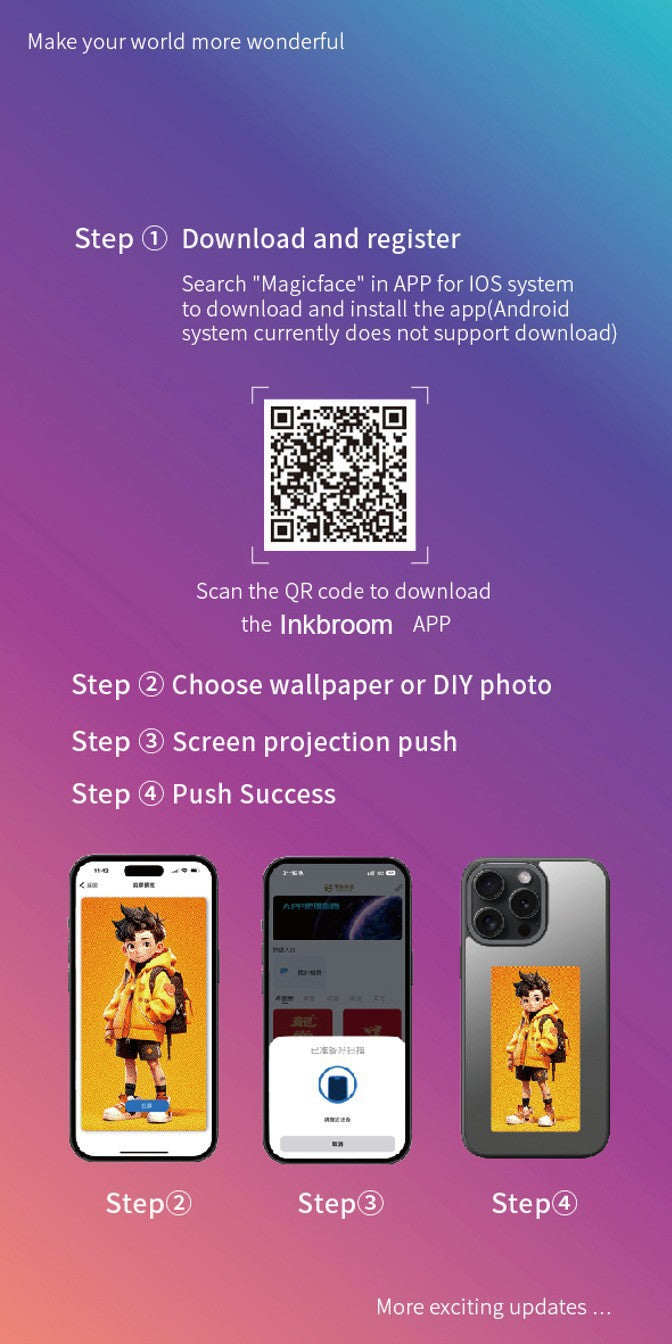 NFC-Enabled Smart Case for iPhone 13-15 _ DIY E Ink Display Back Cover _ Shockproof Protective Case with Customizable Screen & Touch-to-Show Technology