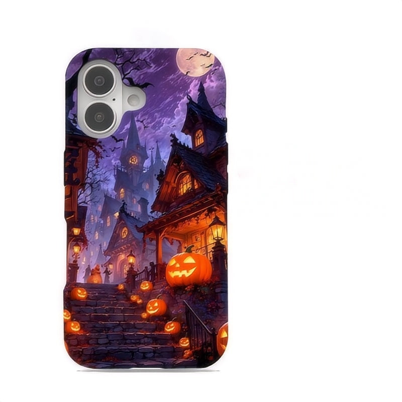 Glossy Halloween Film Lamination Phone Case - 2-in-1 Spooky Protective Cover