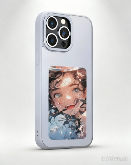 NFC-Enabled Smart Case for iPhone 13-15 _ DIY E Ink Display Back Cover _ Shockproof Protective Case with Customizable Screen & Touch-to-Show Technology