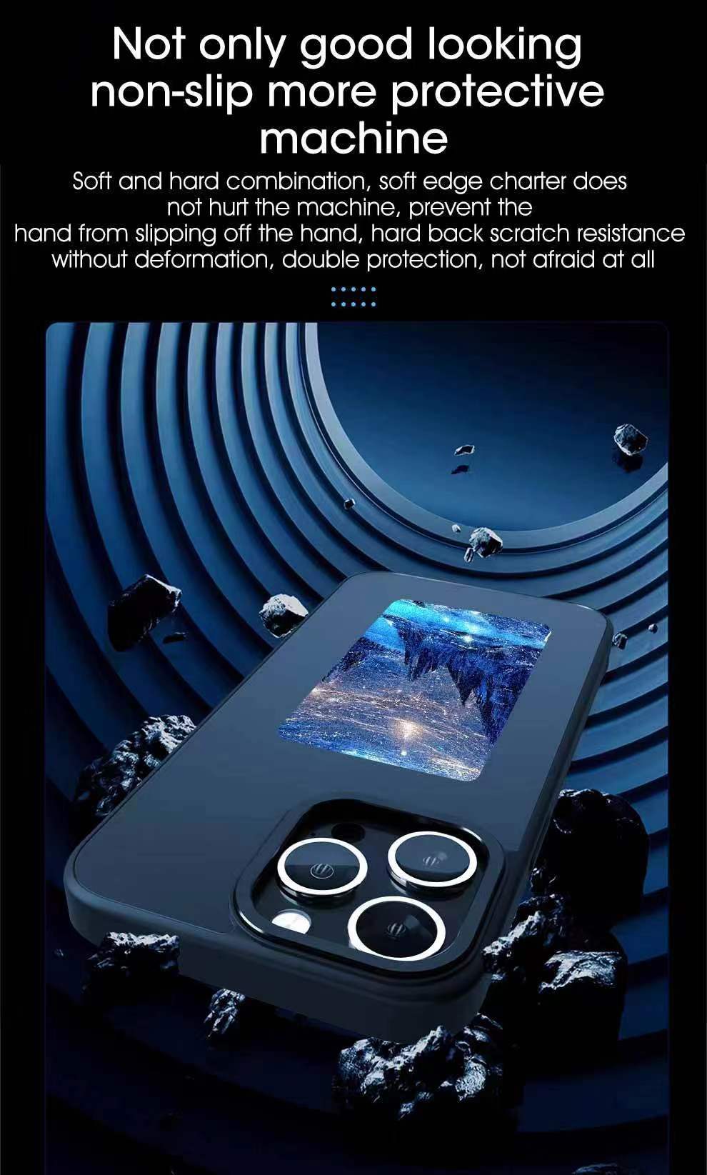 NFC-Enabled Smart Case for iPhone 13-15 _ DIY E Ink Display Back Cover _ Shockproof Protective Case with Customizable Screen & Touch-to-Show Technology