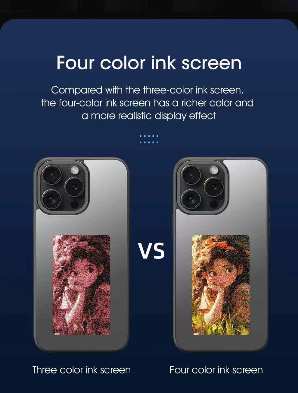 NFC-Enabled Smart Case for iPhone 13-15 _ DIY E Ink Display Back Cover _ Shockproof Protective Case with Customizable Screen & Touch-to-Show Technology