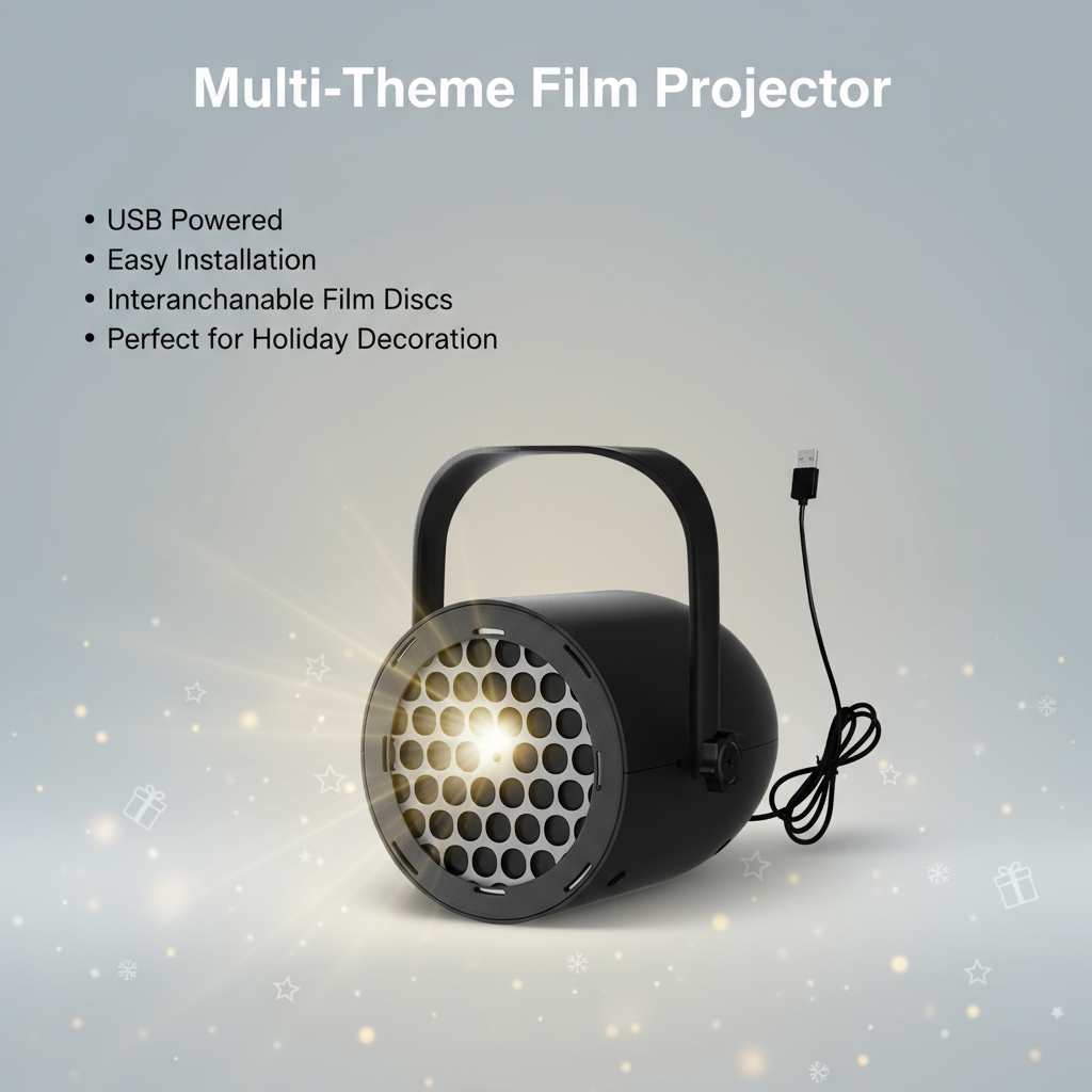 USB Holiday Projector Night Light with 3 Themes (Xmas/Halloween/Snow) - Gift for Kids, Christmas Decor, Spooky Party Light