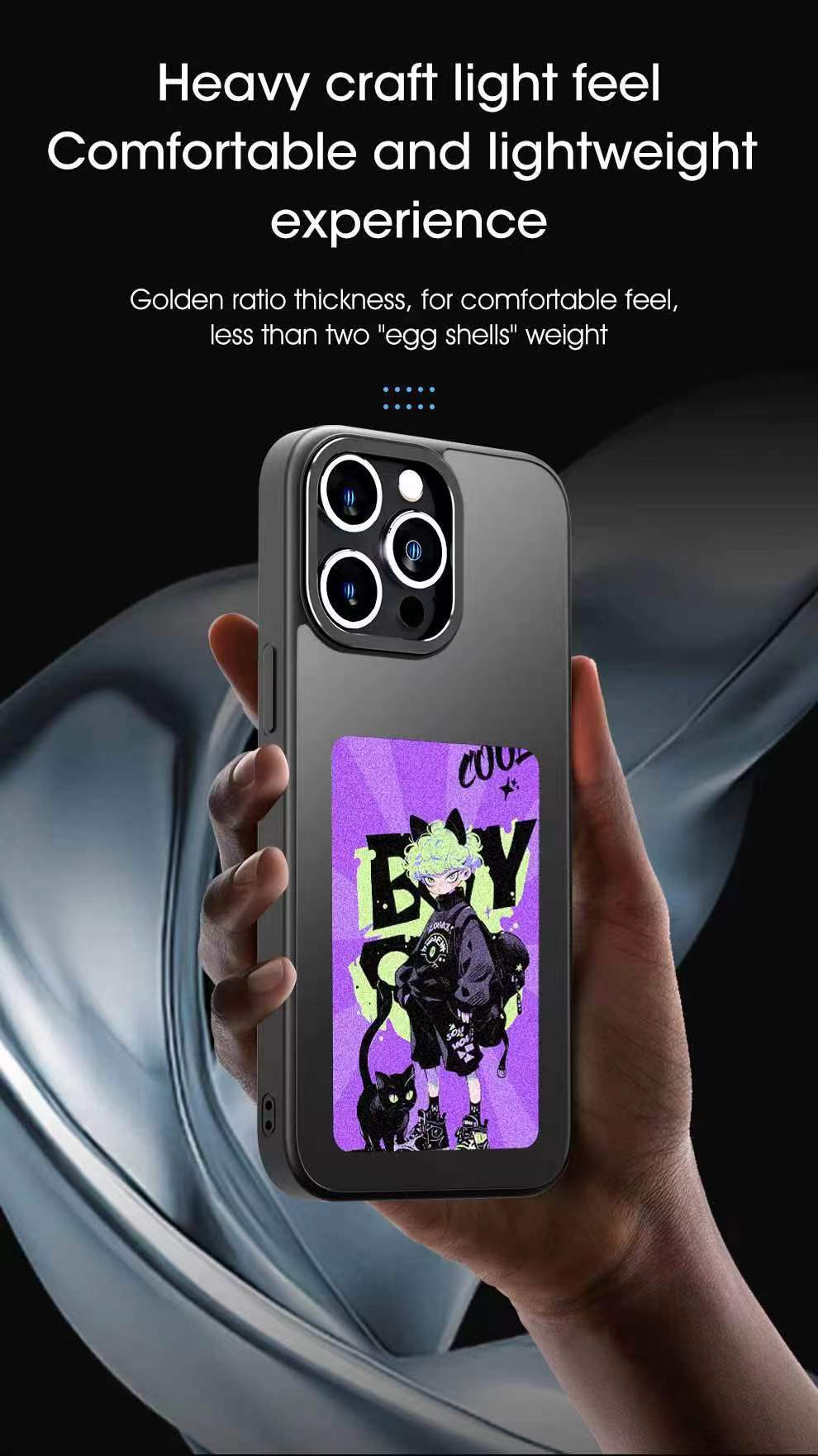 NFC-Enabled Smart Case for iPhone 13-15 _ DIY E Ink Display Back Cover _ Shockproof Protective Case with Customizable Screen & Touch-to-Show Technology