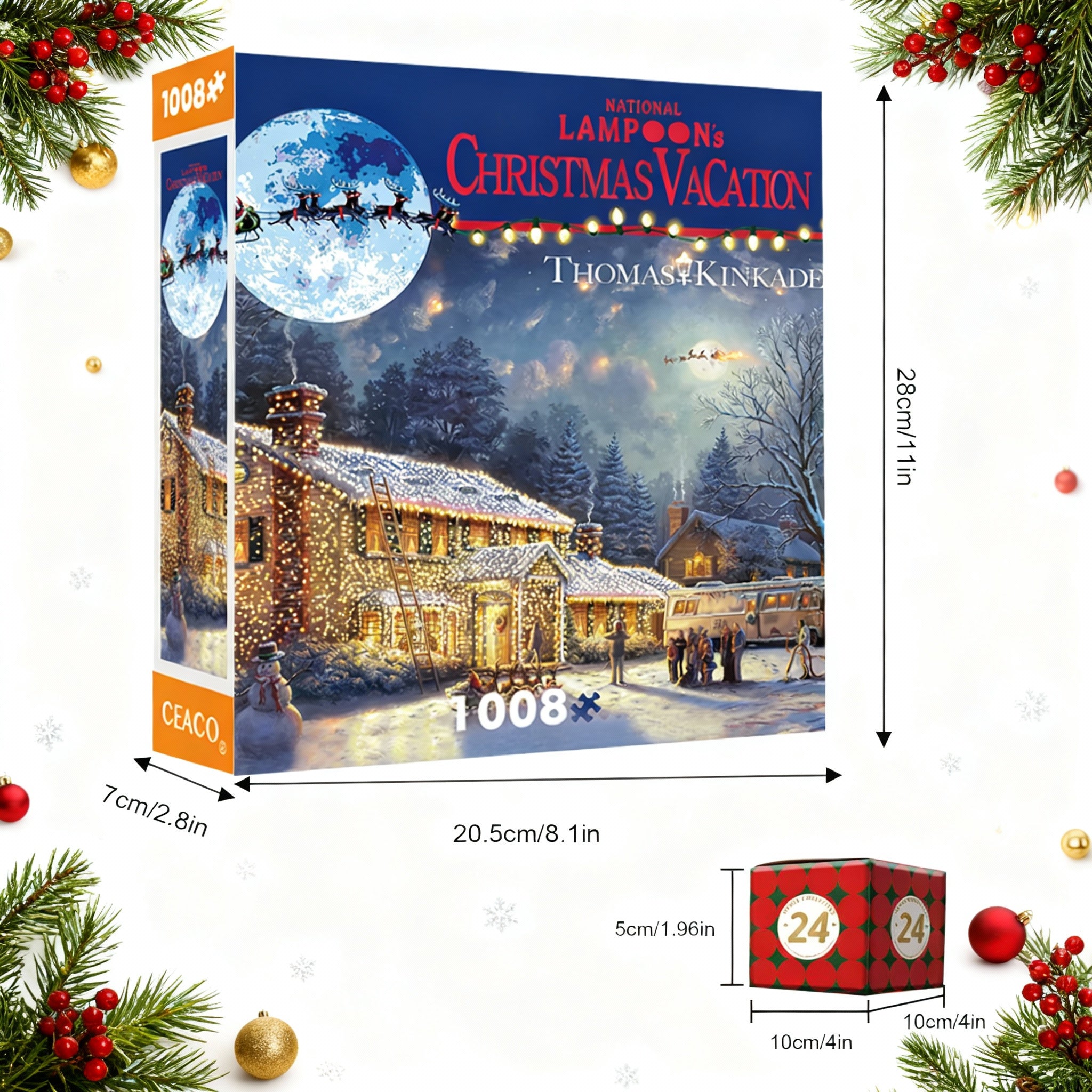 Christmas Vacation 24-Day Advent Calendar Puzzle -24 Numbered Gift Box Countdown with Collectible Art Puzzle
