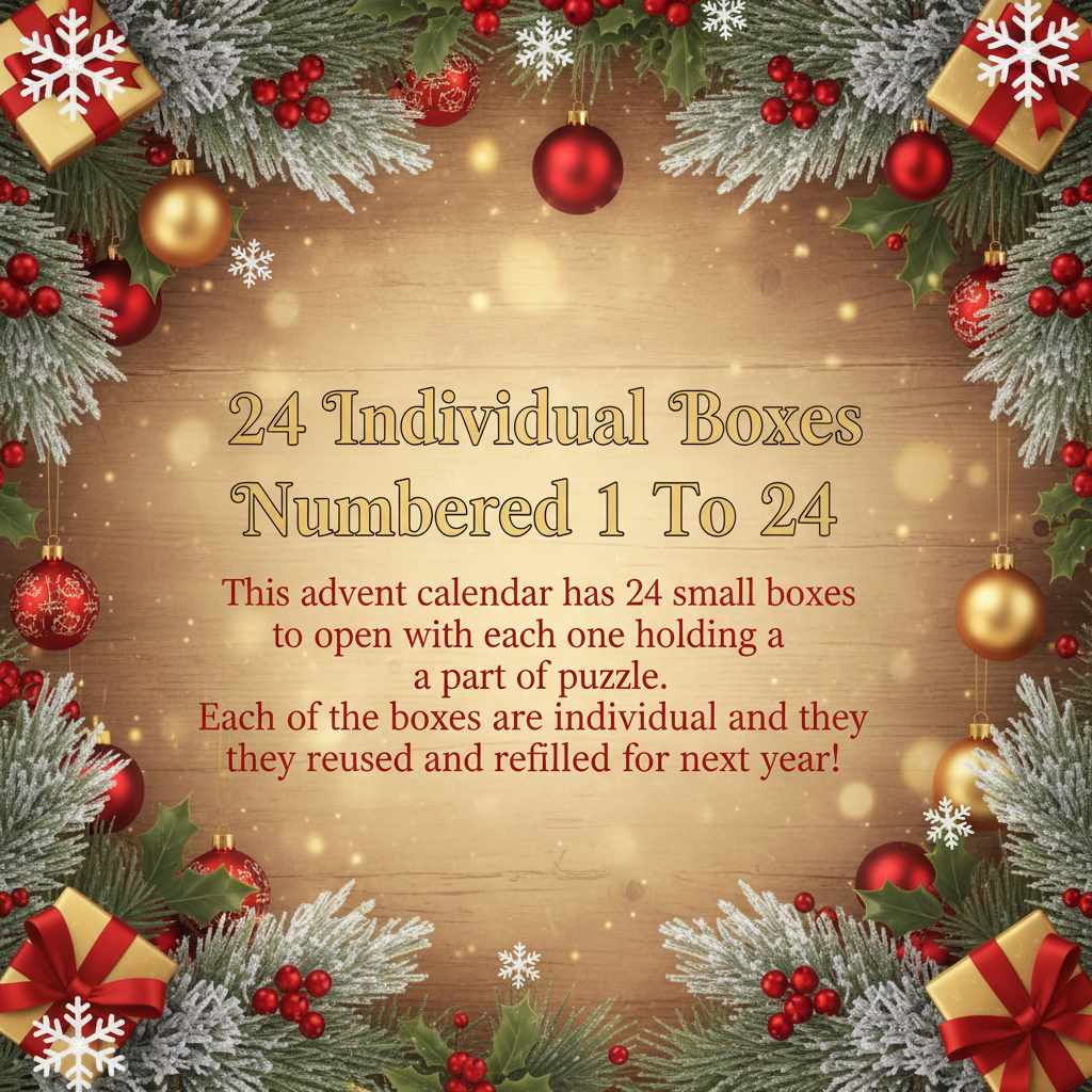 Christmas Vacation 24-Day Advent Calendar Puzzle -24 Numbered Gift Box Countdown with Collectible Art Puzzle