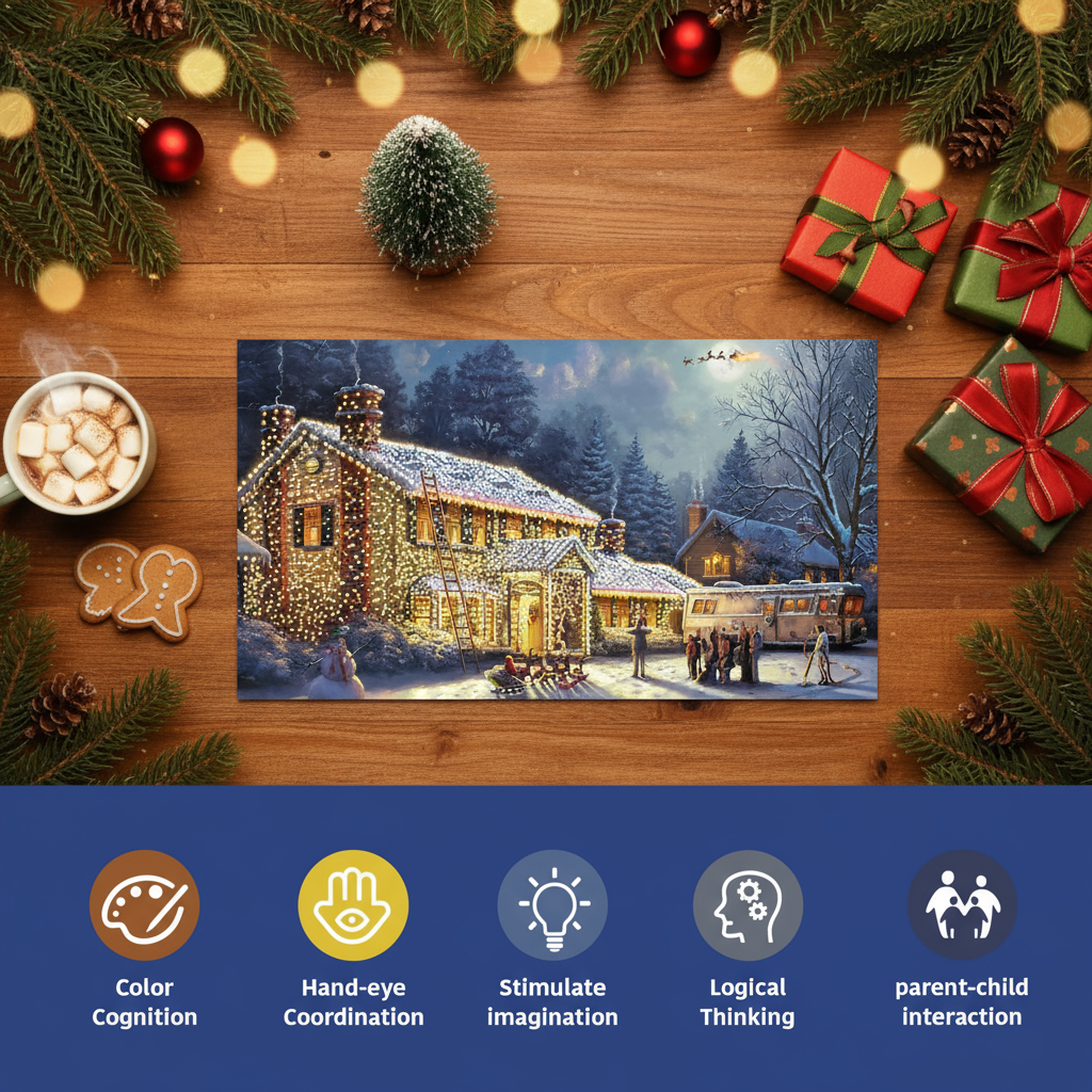 Christmas Vacation 24-Day Advent Calendar Puzzle -24 Numbered Gift Box Countdown with Collectible Art Puzzle