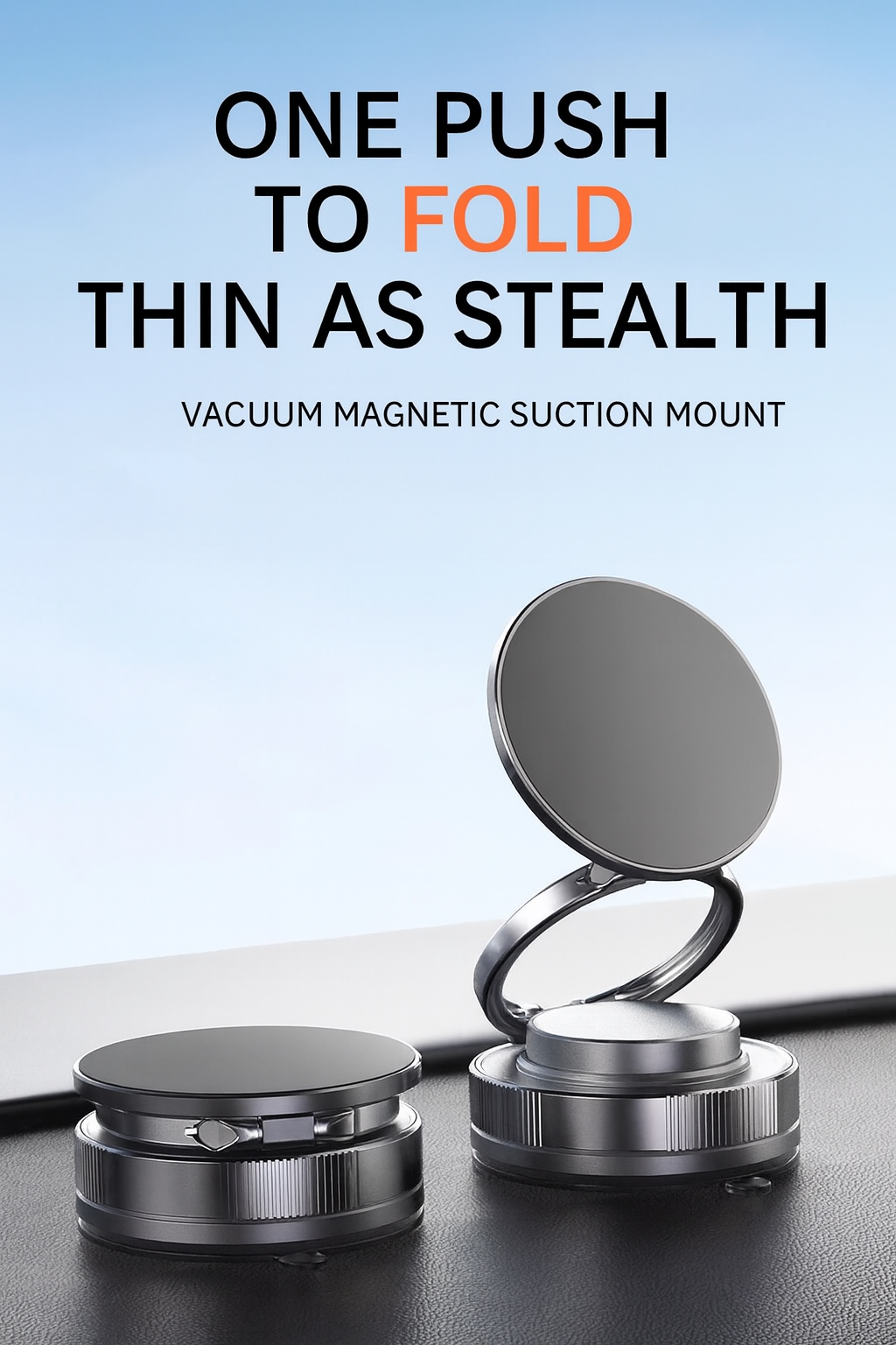 Magnetic Vacuum Suction Cup Phone Mount - 360° Rotatable Multi-Surface Car Air Vent Dashboard Compatible Phone Holder for Windshield, Bathroom, Kitchen, Office & Home Use