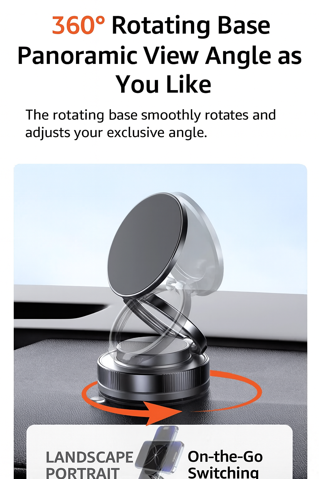 Magnetic Vacuum Suction Cup Phone Mount - 360° Rotatable Multi-Surface Car Air Vent Dashboard Compatible Phone Holder for Windshield, Bathroom, Kitchen, Office & Home Use