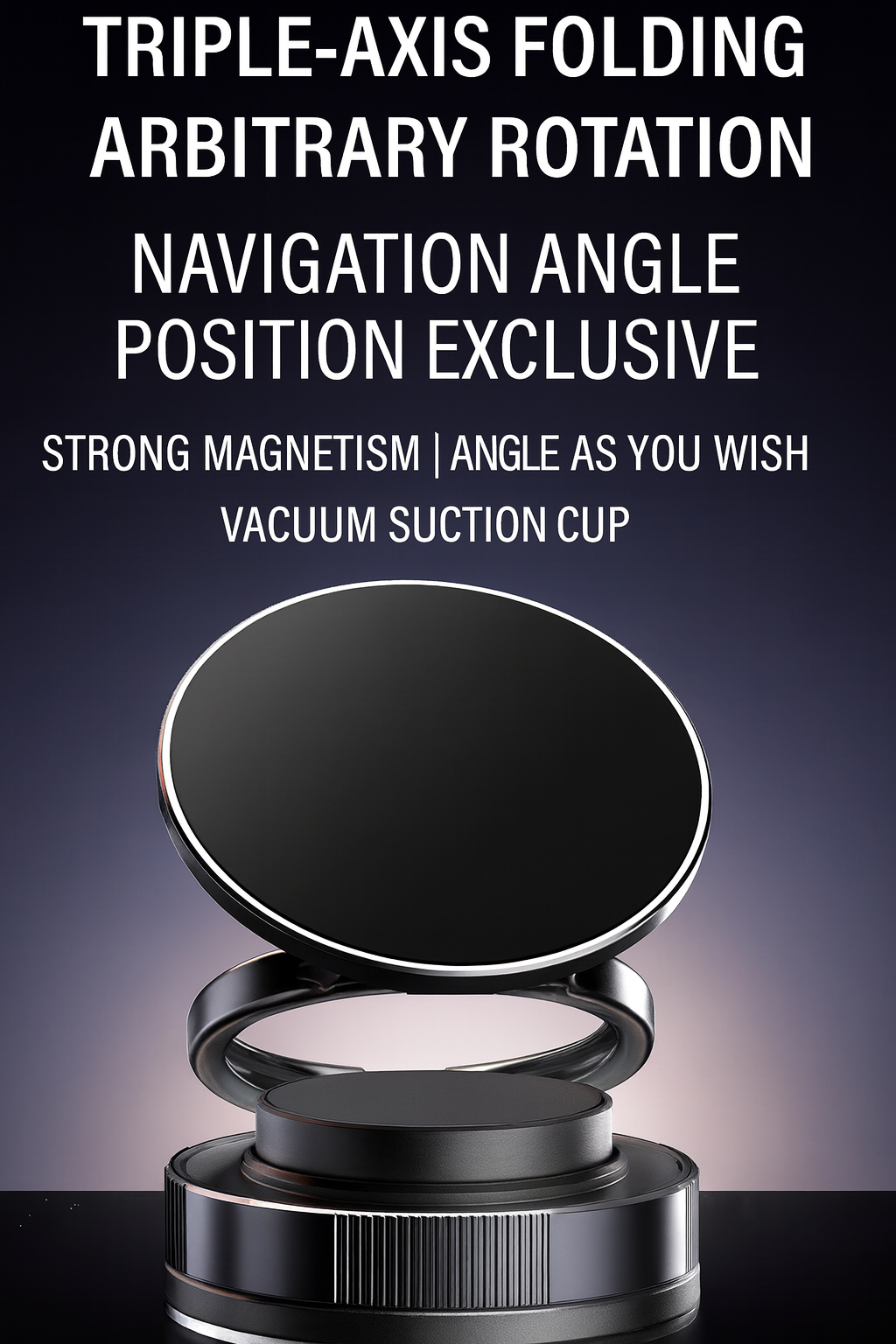 Magnetic Vacuum Suction Cup Phone Mount - 360° Rotatable Multi-Surface Car Air Vent Dashboard Compatible Phone Holder for Windshield, Bathroom, Kitchen, Office & Home Use