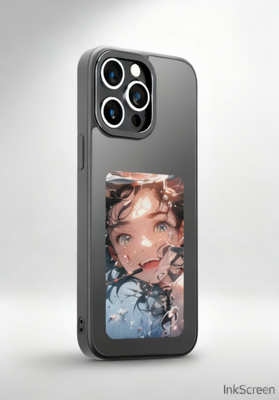 NFC-Enabled Smart Case for iPhone 13-15 _ DIY E Ink Display Back Cover _ Shockproof Protective Case with Customizable Screen & Touch-to-Show Technology