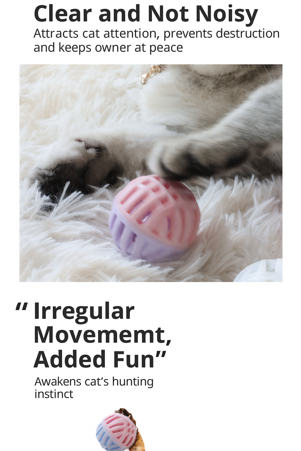 Bestseller Cat Toy Ball with Two-Tone Color, TPR Material, and Bell