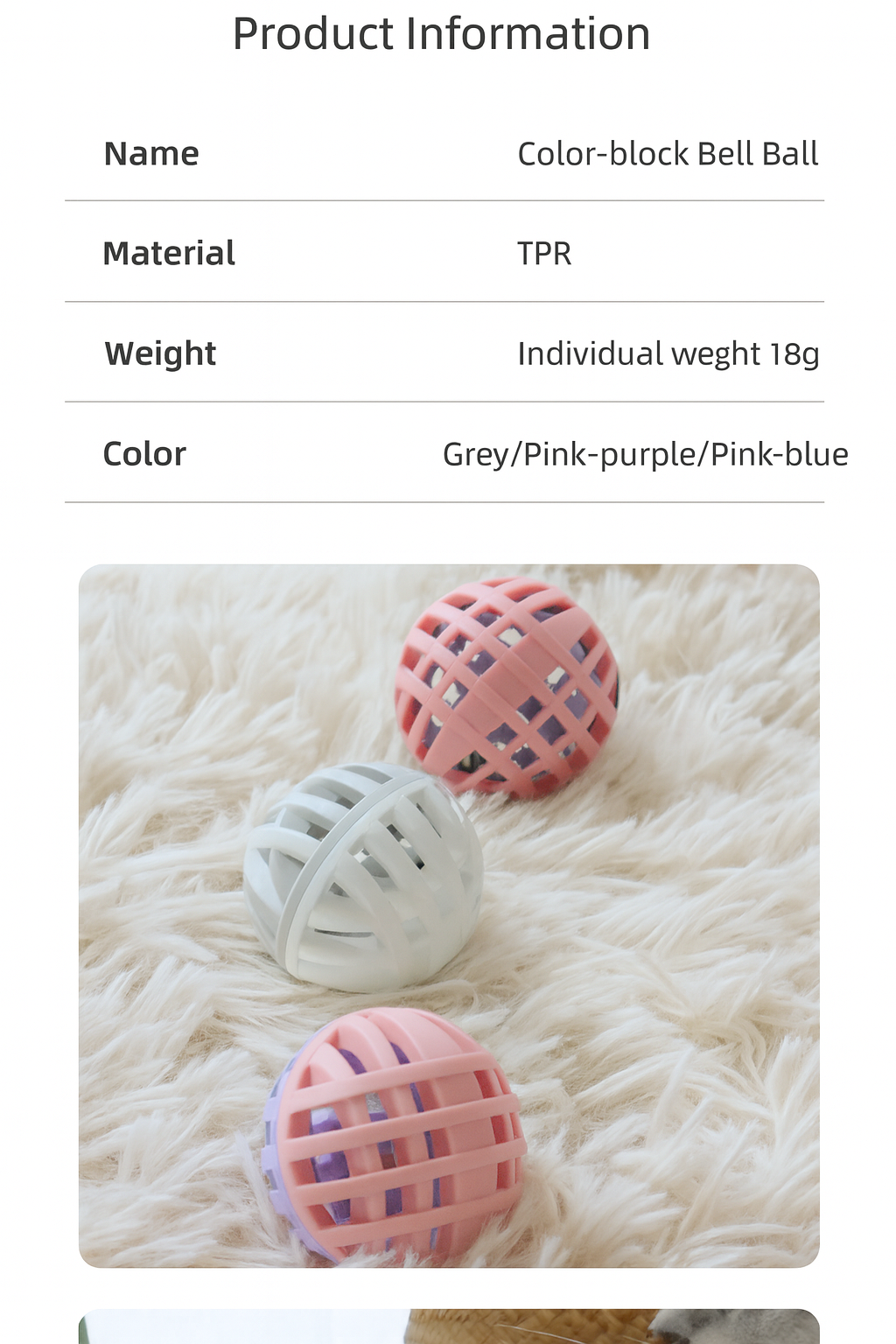 Bestseller Cat Toy Ball with Two-Tone Color, TPR Material, and Bell
