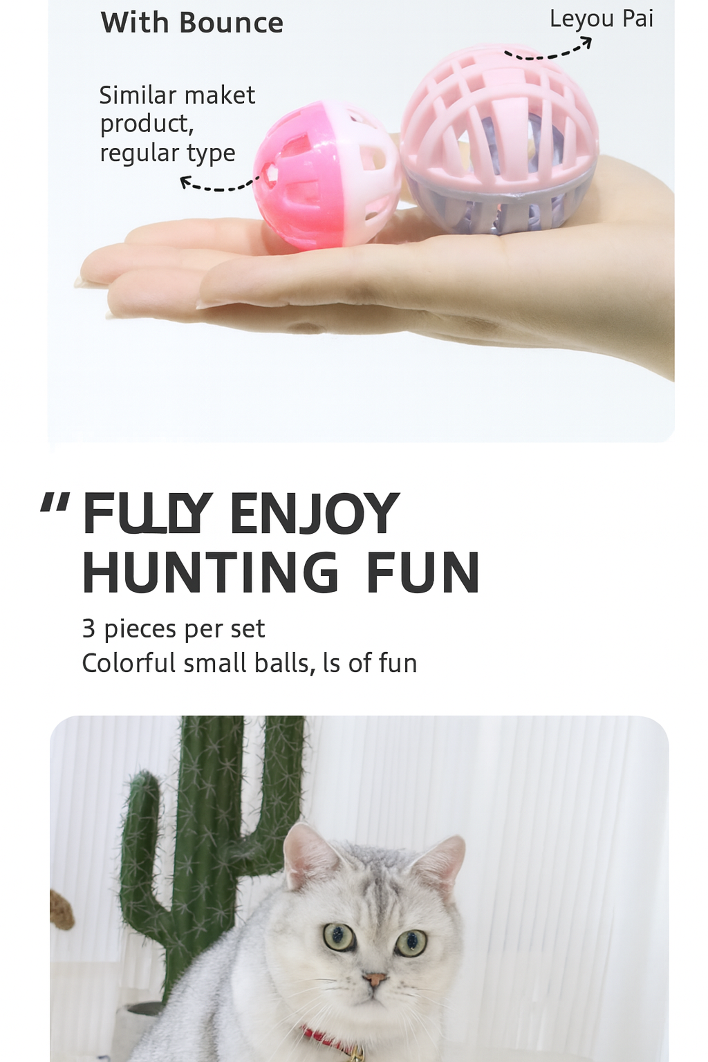 Bestseller Cat Toy Ball with Two-Tone Color, TPR Material, and Bell