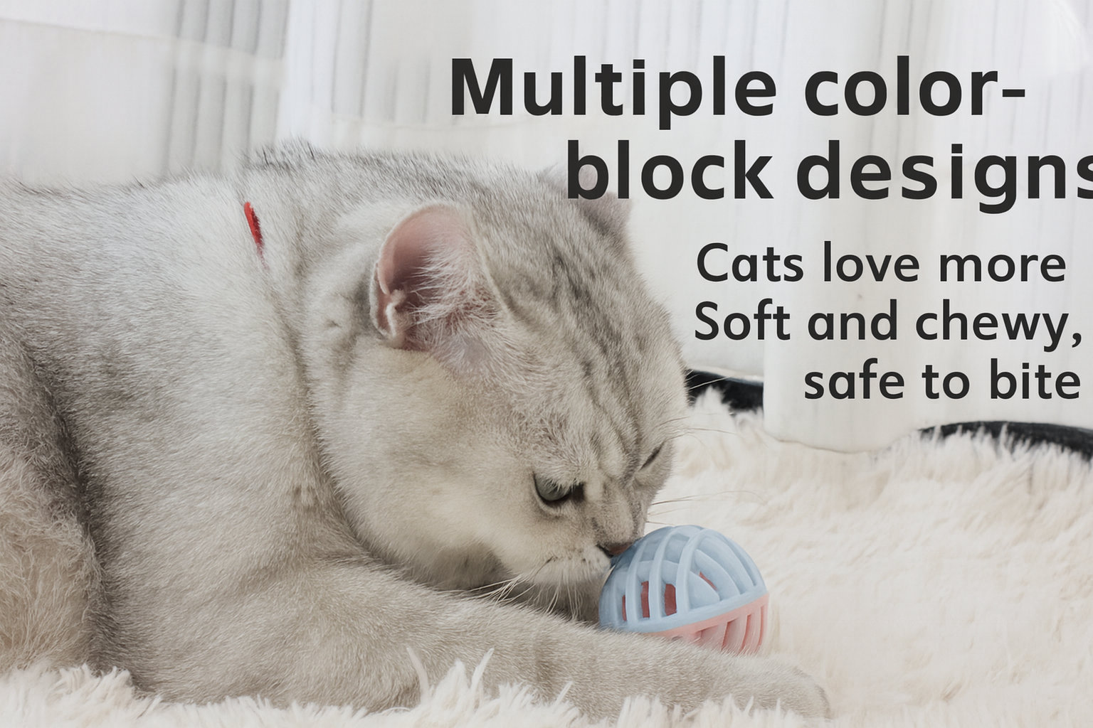 Bestseller Cat Toy Ball with Two-Tone Color, TPR Material, and Bell