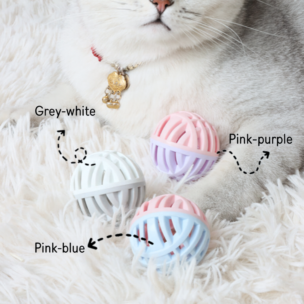Bestseller Cat Toy Ball with Two-Tone Color, TPR Material, and Bell