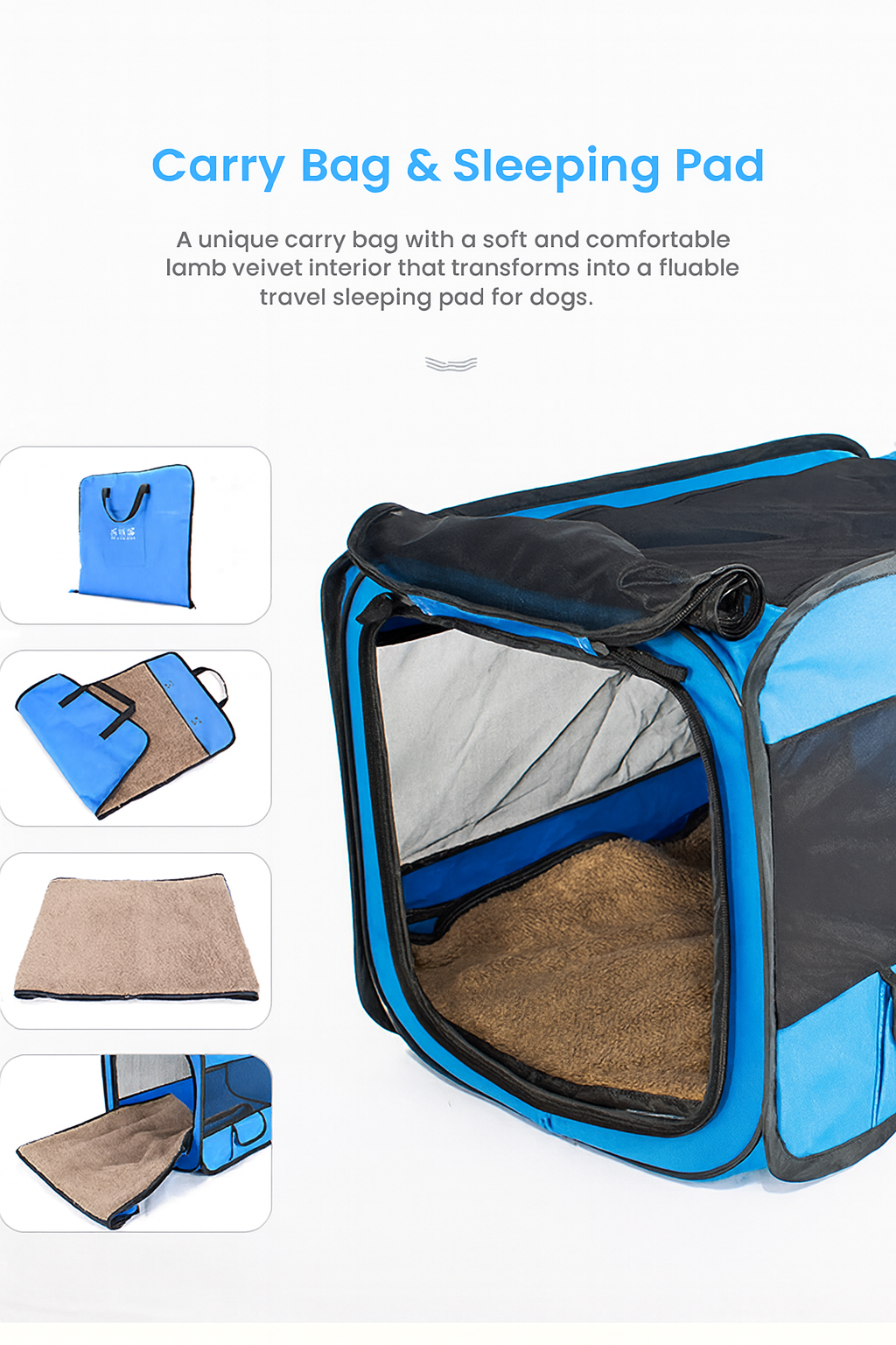 $19.9 Large Outdoor Portable Dog Crate - Foldable, Multi-functional, Made of Oxford Fabric