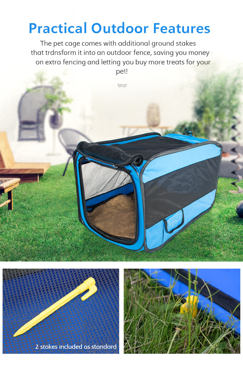 $19.9 Large Outdoor Portable Dog Crate - Foldable, Multi-functional, Made of Oxford Fabric