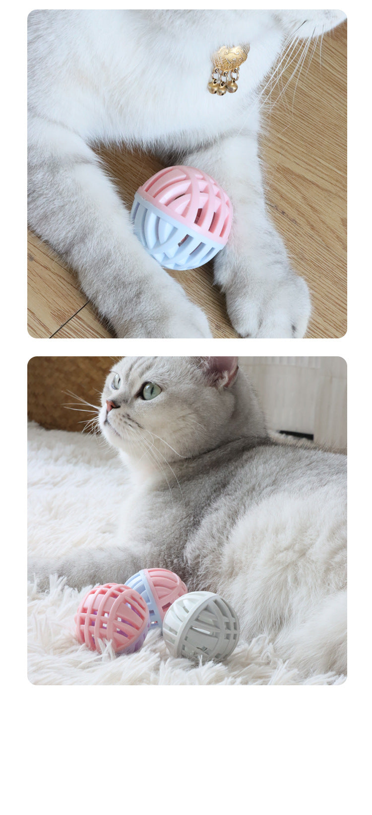 Bestseller Cat Toy Ball with Two-Tone Color, TPR Material, and Bell