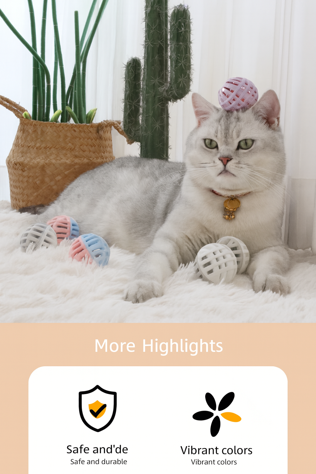 Bestseller Cat Toy Ball with Two-Tone Color, TPR Material, and Bell