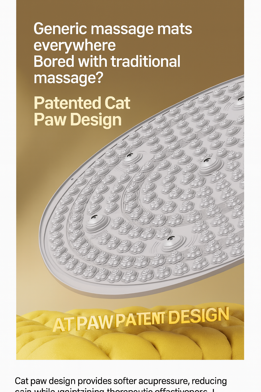 Paw Print Acupressure Foot Mat - Cat Paw Design Reflexology Pad for Stress Relief, Better Sleep & Wellness